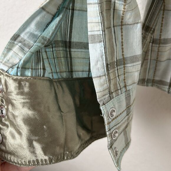 Vans Off The Wall Shirt Women’s Sz L Plaid Boho Cottagecore Cowgirl - Picture 3 of 8